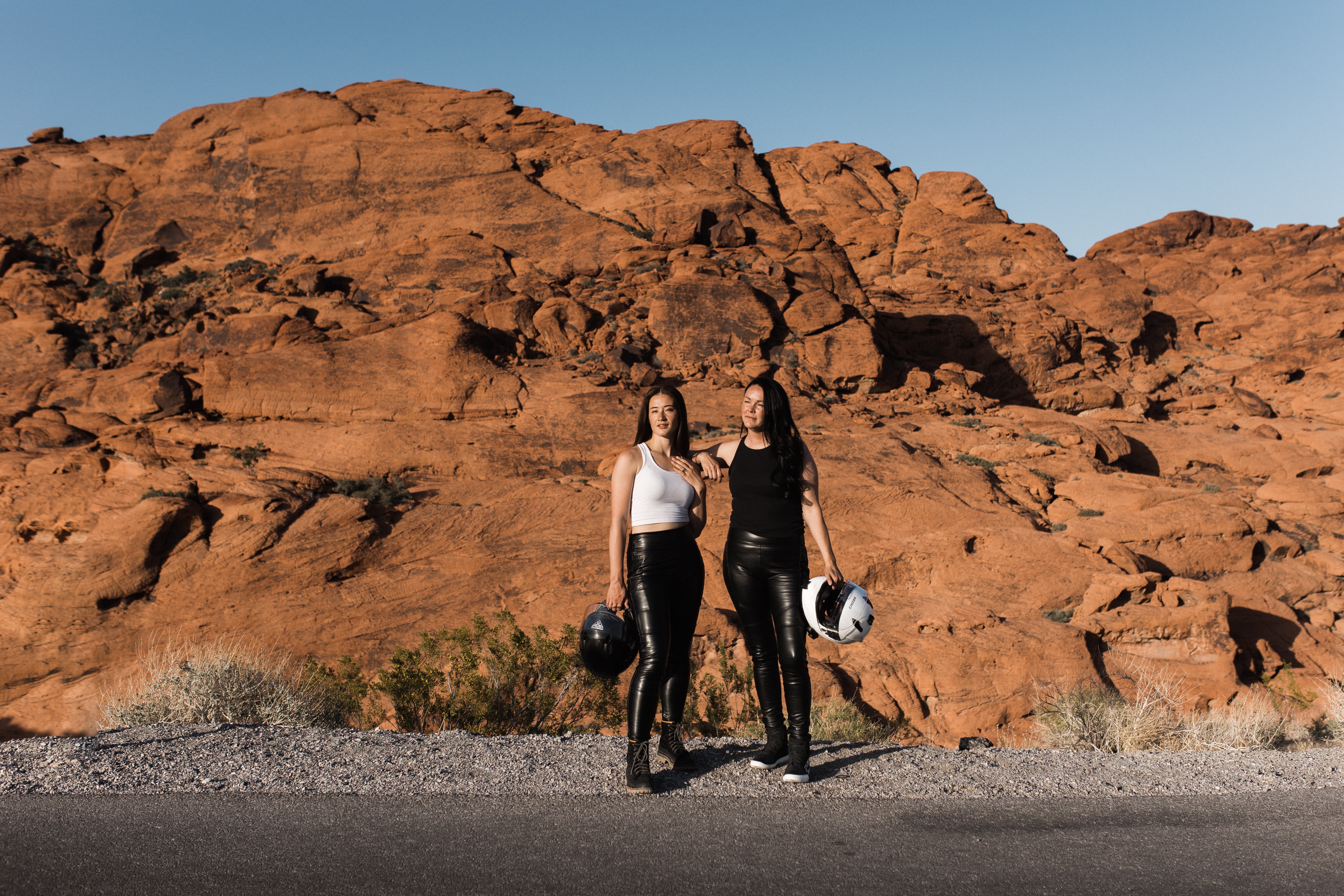 two girls wearing Sojourn Motorcycle leggings