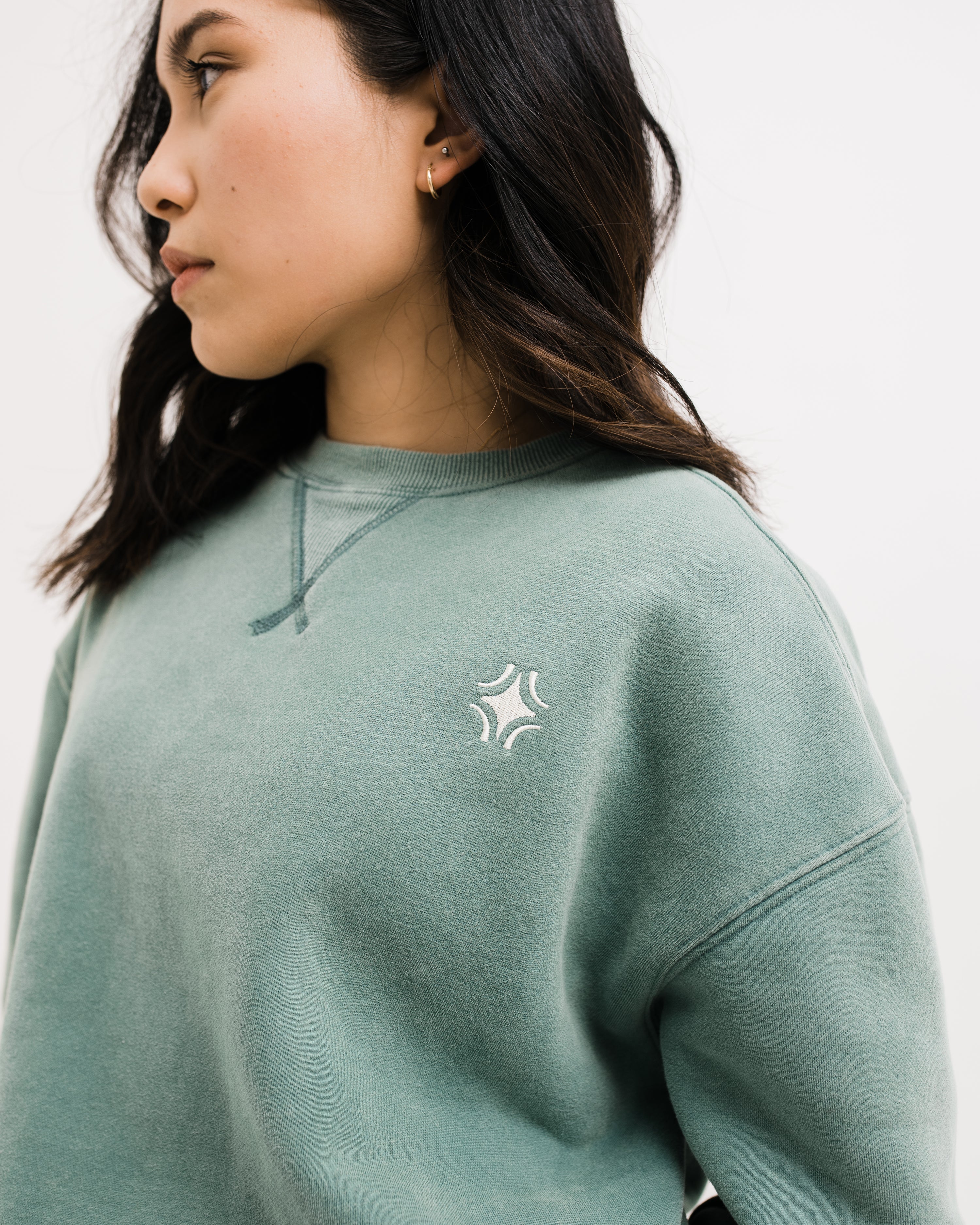 Sojourn Moto Camp Crew crewneck sweatshirt embroidered logo in sagebrush