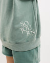 Sojourn Moto Camp Crew crewneck sweatshirt in sagebrush rear detail