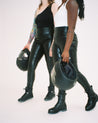 Two riders wearing Sojourn motorcycle Lane leather Leggings